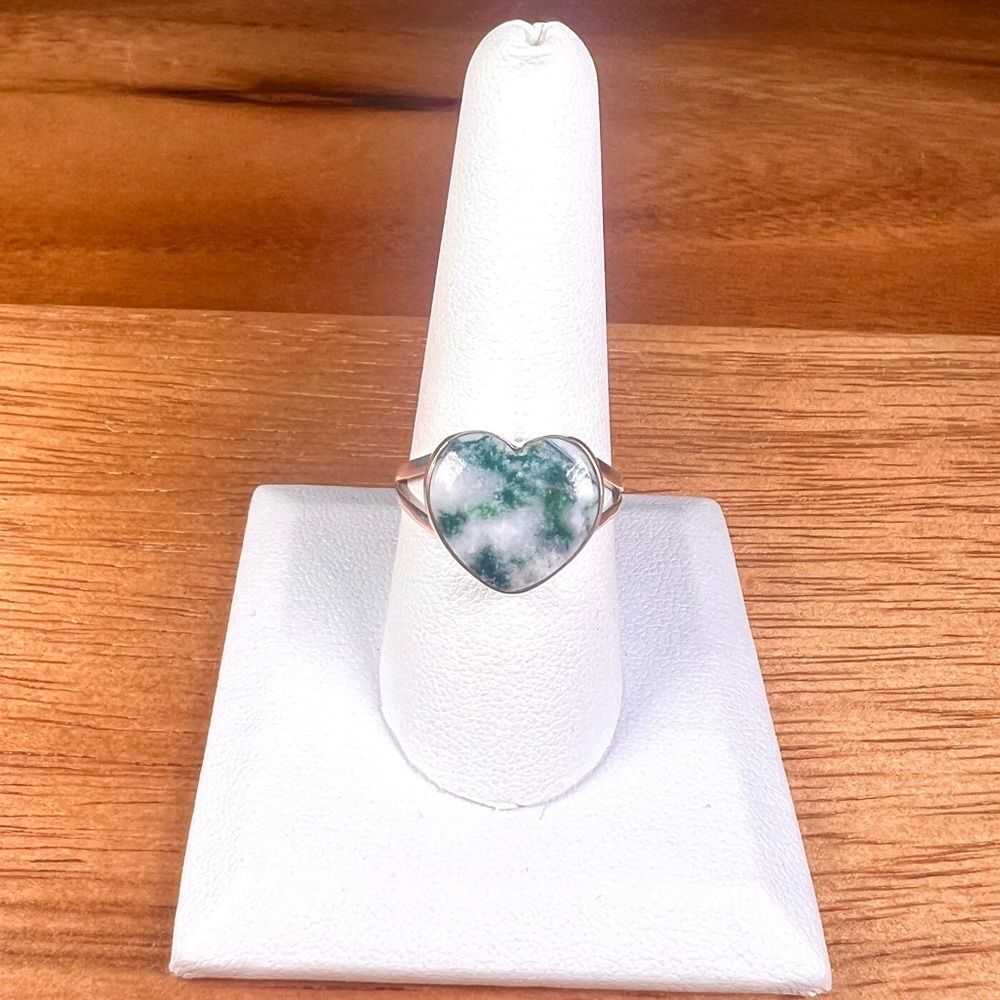 Heart Shaped Ring Green Mariposite Solid Sterling Silver - Sz 9